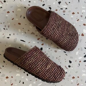 Staud Raffia Clogs in Brown Size 37